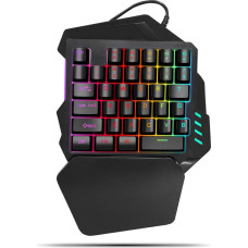 Membrane Keyboard, One-Handed Gaming Keyboard Wrist Rest Design 5 Multimedia Keys Mini Gaming Keyboard for Home Office Travel