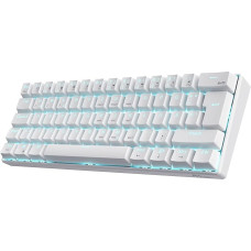 RK ROYAL KLUDGE RK61-DE 60% Bluetooth/Wired/2.4Ghz Wireless Mechanical Keyboard, 61 Keys, Hot Swappable Red Switches Gaming Keyboard for Win/Mac, White, QWERTZ German Layout