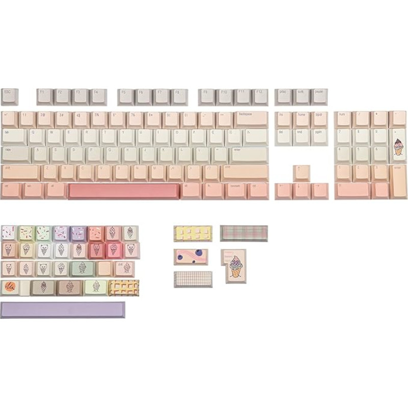 KiiBoom x Strawberryjam1986 Berry Cream Keycap Set, 137 Keys Cherry Profile Keycaps, PBT Custom Keycap for Mechanical Keyboard, Compatible with ANSI/ISO, 60%, 65%, 75%, TKL, Full-Sized Layout
