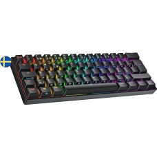 Ranked S60 Supernova Mechanical 60 Percent Keyboard, Hotswap Gaming Keyboard, 62 Programmable Keys with RGB Lighting, PC/Mac Gamer, Swedish Layout (Black, Gateron Optical Red)