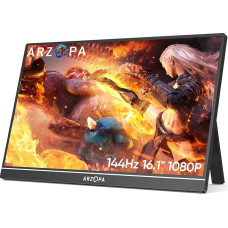144HZ Portable Monitor, Arzopa 15.6 Inch 1080 FHD Portable Monitor with External HDR Eye Care Screen and HDMI / Type-C / USB-C, for Laptop / PC / Mac / PS4 / PS5 / Xbox / Phone /Switch