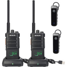 Retevis RB689 raadio, pikamaa käsiraadio koos juhtmeta kõrvaklappidega, 2600 mAh, VOX, taskulamp, Walkie Talkie tootmisele, ohutusele (must, 2 tk)