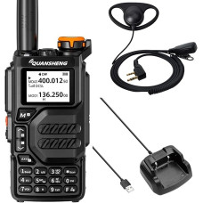 QUANSHENG UV-K5 raadio 5W Walkie Talkie pikamaa laetav käsiraadio täiskasvanutele Politsei raadio FM, NOAA, C-tüüpi laadimine, 200 kanalit (UV-K5 koos D01CK-ga)
