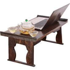 Retro Coffee Table, Japanese Low Folding Table, Brown, 60 x 34 x 27 cm, Ideal for Living Room & Bedroom, Stylish Vintage Design, Versatile Home Furniture