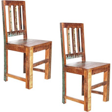Invicta Interior Jakarta Solid Wooden Chairs Made from Recycled Fishing Boats Solid Wood Dining Room Chair Set of 2