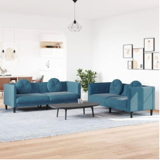 Brokky 2-Piece Sofa Set with Cushion Sofa Living Room Sofa Set Living Room Sofa Set Sofas for Living Room Blue Velvet