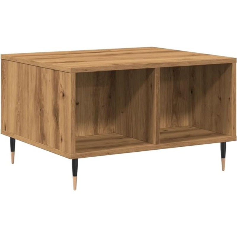 vidaXL Coffee Table, Side Table with Storage Space, Coffee Table, Sofa Table for Living Room, Living Room Table, Metal Legs, Modern, Artisan Oak Wood Material