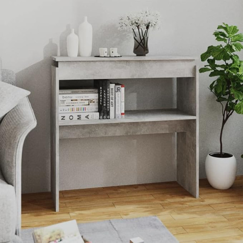 Makastle Console Table with Shelf, Narrow Sofa Table, Decorative Table, Entrance Table for Living Room, Hallway, Entrance, Coffee Table Behind Sofa, Easy Assembly, Concrete Grey, 80 x 30 x 80 cm