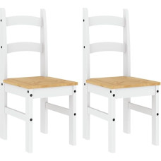 vidaXL Dining Chairs, Set of 2, Wooden Chair for Dining Room, Kitchen, Dining Room Chair, Kitchen Chair, High-Backed, Restaurant Chair, Hotel Chair, White Solid Pine Wood