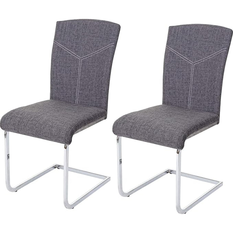 Mendler HWC-F36 Set of 2 Dining Room Chairs Cantilever Kitchen Chair Conference Chair Fabric / Textile Grey
