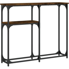 Coavain Console Table for Living Room 90 x 22.5 x 75 cm Stylish Decorating Hallway Table Entrance Area Metal Frame Side Table Practical Top Plate Place Flower Pots Photos Smoked Oak