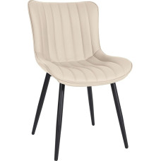 CLP Largo Visitor's Chair, Velvet, Faux Leather, Dining Room Chair with Metal Frame, Colour: Cream, Material: Faux Leather