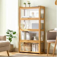 JFOZDM Display Cabinet, Multifunctional Dustproof Glass Display Case, Standing Glass Display Cabinet, Flap Cabinet Door Design, Sealed and Dustproof, Display Case for Offices, Bedrooms, Living Rooms