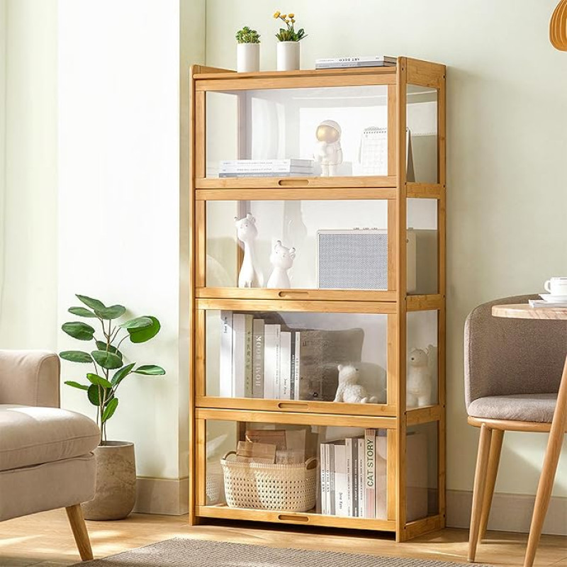 JFOZDM Display Cabinet, Multifunctional Dustproof Glass Display Case, Standing Glass Display Cabinet, Flap Cabinet Door Design, Sealed and Dustproof, Display Case for Offices, Bedrooms, Living Rooms