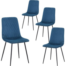 GOLDFAN Set of 4 Dining Room Chairs, Modern Living Room Chairs with Black Metal Legs, Set of 4, Leisure Chairs, Blue