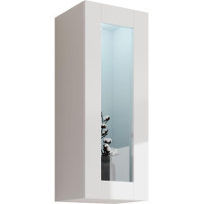 Mirjan24 Vigo Glass 90 Hanging Display Cabinet, Handle-Free Opening, Choice of Colours, Storage Cabinet Tall Cabinet, Living Room Highboard, Cabinet, Display Cabinet (without Lighting, White/High