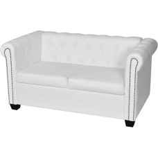 SECOLI Chesterfield Sofa 2-Seater Retro Faux Leather Vintage White Couch Upholstered Sofa Sofas & Couches Living Room Sofa Lounge Sofa White 2-Seater