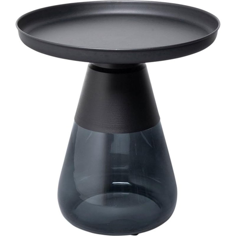 Kare Bottiglia Smoke Design Side Table, Black, 50 cm Diameter, Luxurious Modern Design, Round, Lightweight, Coffee Table, Living Room Table, Steel Table Top, Coloured Glass, 52 x 50 x 50 cm (H x W x