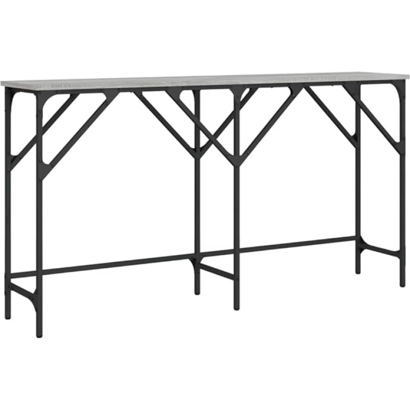 Makastle Console Table, Small Exhibition Table, Entrance Table, Sofa Table for Small Space, Hallway, Living Room, Bedroom, Grey Sonoma, 140 x 29 x 75 cm, Wood Material