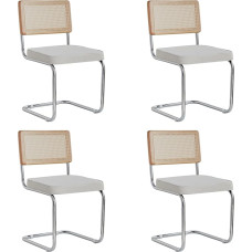 HJhomeheart Set of 4 Scandinavian Dining Chairs, Dining Chairs with Chrome Legs, Cantilever Chairs, Office Chairs, Modern Chairs (White)