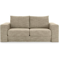 LOOKS by Wolfgang Joop Looks V-2 Designer Sofa with Stools and Shelf, 2 Seater Couch, Functional Sofa, Beige/Brown, Seat Width 160 cm