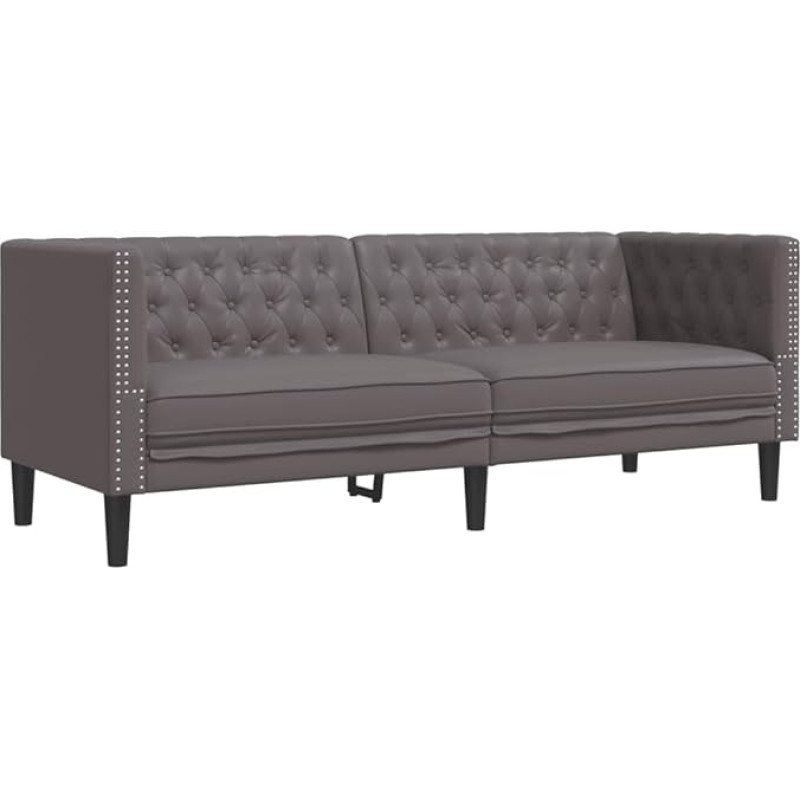 vidaXL Chesterfield Sofa 3-Seater, Couch with Armrests Backrest Support Legs, Upholstered Sofa for Living Room, Couch Set, Grey Faux Leather