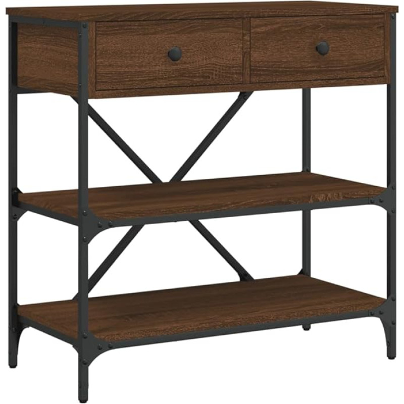 Makastle Console Table, Hallway Table, Decorative Table, Living Room and Bedroom, Standing Shelf, Side Table, Sofa Table, Entrance Table Behind Sofa, Brown Oak Look, 75 x 34.5 x 75 cm, Wood Material