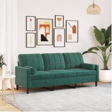 ShGaxin 3278231 3-Seater Sofa with Decorative Cushions, Dark Green, 180 cm, Velvet, Lounge Sofa, Sofas & Couches, Relaxing Sofa, Couch for Living Room