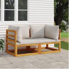 ShGaxin 360008 Modular Corner Sofas with Light Grey Cushions Solid Wood Acacia Sofas & Couches, Couch, Sofa Living Room, Sofa for Teenager's Room, Relaxing Sofa, Sofa for Bedroom, Upholstered Sofa,