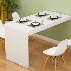Klapptisch zur Wandmontage, L-Typ, platzsparender Drop-Leaf-Schreibtisch, schwebender Wandtisch aus Holz, vielseitig verstellbar, zusammenklappbar, ideal für kleine Räume und Heimbüros