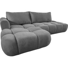 Luna L-Shaped Corner Sofa with Sleep Function, Sofa Couch with Bed Box, 3-Seater Corner Sofa, Sofa Bed for Living Room, Big Sofa Couch with Sleep Function (Grey, Ottoman Left)