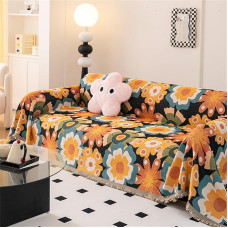RUILBJ Sofabezug Modern Blumenmuster Leichte Luxuriöse Weiche Retro Sofadecke Vier Jahreszeiten Bettdecke Queen Size Sofabettdecke Staubdicht Kratzfest Sofabezug (Orange,180x280 cm)