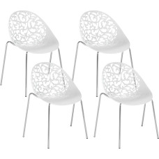Beliani Set of 4 Modern Kitchen Dining Chairs White Plastic Cut Out Mumford