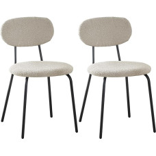 ANVOFONG Dining Room Chairs, Set of 2, Teddy Fabric Kitchen Chairs, Stacking Lounge Chairs, Suitable for Dining Room, Kitchen, Bedroom, Reception Room, Khaki
