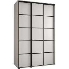 MEBLE KRYSPOL Cannes 4 Modern Wardrobe with 3 Sliding Doors with Rail, Shelves - Storage Cabinet for Bedroom, Living Room - 205.2 x 160 x 60 cm - White Black