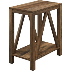 Walker Edison Modern A Frame Wooden Side Table Rectangular Living Room Small End 33cm Rustic Oak