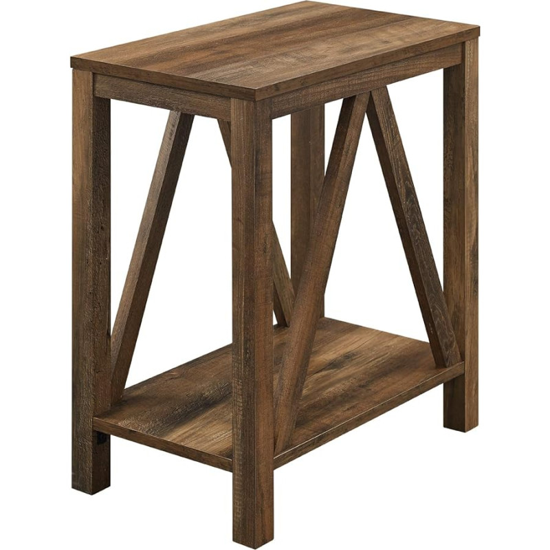 Walker Edison Modern A Frame Wooden Side Table Rectangular Living Room Small End 33cm Rustic Oak