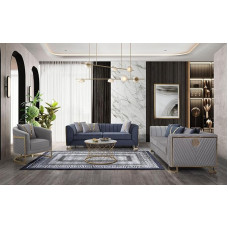 Generisch Ismene 3+3+1+1+1 Living Room Set Dark Blue/Grey