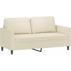 vidaXL Sofa 2-Seater, Lounge Sofa Couch with Armrests Back Cushion, Living Room Sofa Design Sofa Metal Frame, Seating Furniture Three Seater, Cream Faux Leather