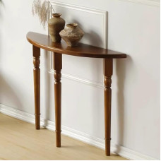 YVYKFZD Konsolentisch aus Massivholz, Halbmond Beistelltisch, schmale hinter Sofatisch Flurtisch, minimalistische Eingangstisch Akzenttische, für Eingangsbereich(Walnut,90x25x90cm)