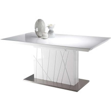MOMMA HOME Ambra Extendable Dining Table for 6-8 People, MDF White High Gloss and Stainless Steel, 160/220 x 90 x 76 cm