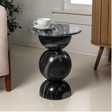 JONATHAN Y Aura Side Table, Marble, Dark Grey/Light Grey, 14 Inches