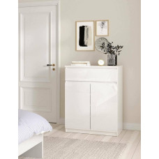 Dmora Sideboard with Doors and a Drawer Glossy White 80 x 100 x 41 cm