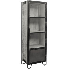 MASSIVMOEBEL24.DE Mango Display Cabinet 60 x 40 x 180 Grey Varnished Heavy Industry #140