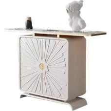 FOMWWVYS Konsolentisch, Moderner Konsolentisch aus Kunstmarmor, schmaler Sofatisch for den Eingangsbereich Flurtisch(White)