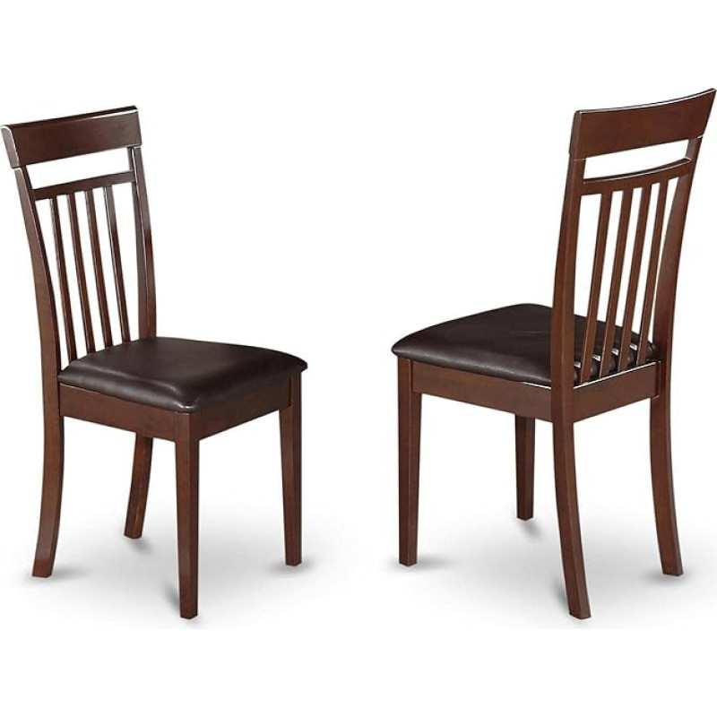 East West Furniture CAC-MAH-LC Capri Kitchen Dining Chairs Faux Leather Upholstered Solid Wood Mahogany Set of 2