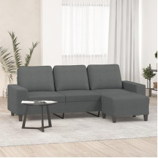 CIADAZ 3201152 3-Seater Sofa with Stool, Dark Grey, 180 cm Fabric, Lounge Sofa, Sofas & Couches, Relax Sofa, Couch for Living Room, Couch with Sleep Function