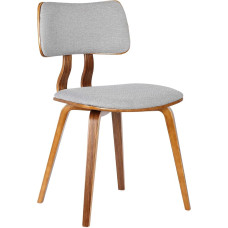 Armen Living Jaguar Mid Century Modern Dining Chair for Kitchen Table, Desk, Dressing Table in Grey Fabric and Walnut Finish