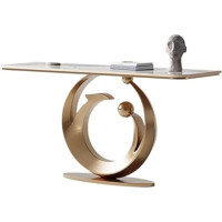 UANFHWZF Console Table, Entrance Table with Faux Marble Top and Narrow Console with Metal Base Table (Gold, L)