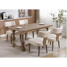 RIVOVA Linen Dining Room Chairs, Set of 4, Modern Dining Room Chairs with Wooden Legs, Padded Dining Room Chairs for Dining Room, Kitchen, Washbasin, Living Room, Beige